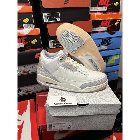 Nike Air Jordan 3 Retro Craft Ivory Sneakers FJ9479-100 Mens Size 9 - Picture 1 of 5